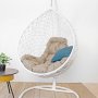 Кресло подвесное M-Group Капля Home (белый ротанг/лен подушка)
