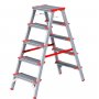 Стремянка алюминиевая двухсторонняя индустриальная Новая Высота 6 ступеней 51202206