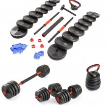 Набор гантелей со штангой и гирями 6 в 1 Trex Sport 30 кг