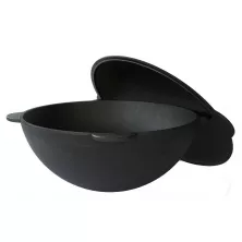 Узбекский чугунный казан Grand Metall Invest 46 см, 16 л. круглое дно, с крышкой САДЖ