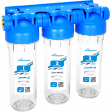 Трехступенчатый магистральный фильтр Аквабрайт АБФ-3 1 Стандарт Slim Line