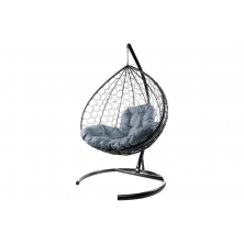 Кресло подвесное M-Group XL (черный ротанг/серая подушка)