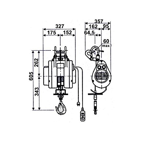 Лебедка-таль строительная HXS-250F (г/п 250 кг, канат 21 м)