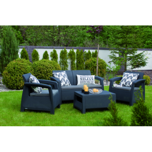 Набор мебели Keter Plastic Corfu Set (графит) 223204