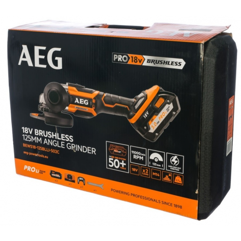 Угловая шлифмашина AEG BEWS 18-125BL LI-502C