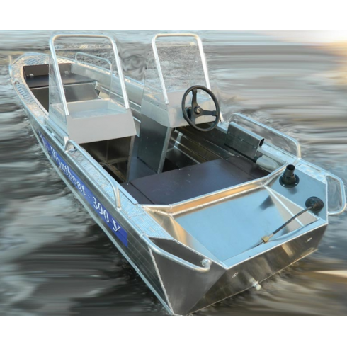 Алюминиевая лодка Wyatboat-390 У с консолями