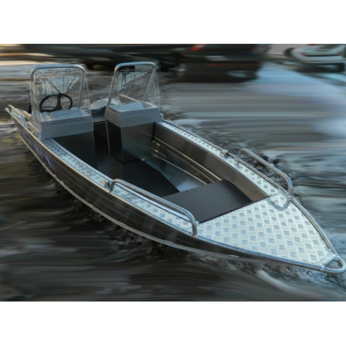 Алюминиевая лодка Wyatboat-390 У с консолями