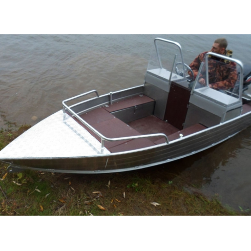 Алюминиевая лодка Wyatboat-390 M с 2 консолями