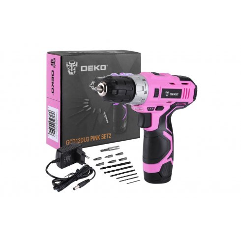 Дрель-шуруповерт Deko GCD12DU3 Pink SET2