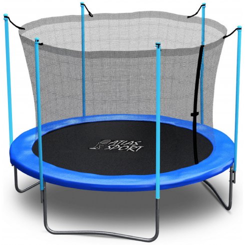 Батут Atlas Sport 252 см (8ft) с внутренней сеткой и лестницей синий