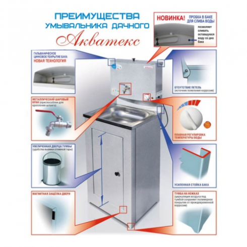 Умывальник Акватекс ДУЭТ (бак антикорроз. с ЭВН+мойка нерж.) бронза,аквамикс