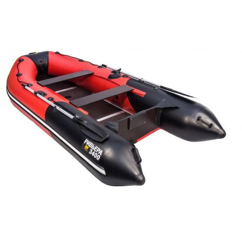 Надувная лодка Ривьера Компакт 3400 СК комби красный/черный