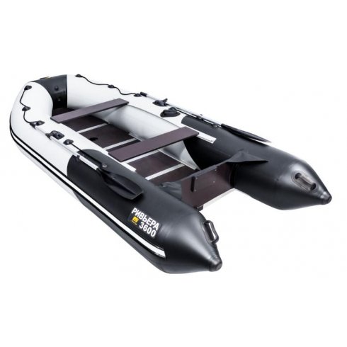 Надувная лодка Ривьера Компакт 3600 СК комби светло-серый/черный
