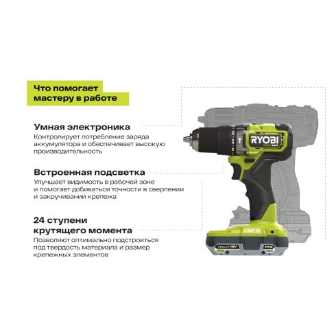 Дрель-шуруповерт Ryobi RPD18C-220S ONE+