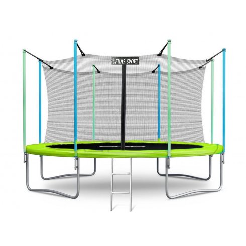 Батут Atlas Sport 435 см (14ft) с внутренней сеткой и лестницей Green