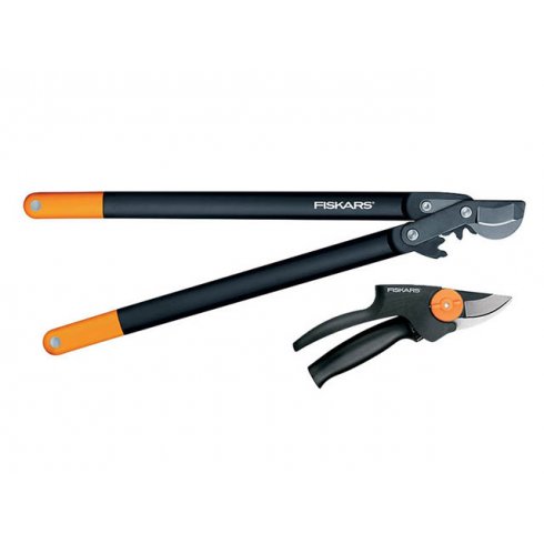 Сучкорез плоскостной L78 большой + Секатор плоскостной средний PowerGear Fiskars (комплект) (112595)