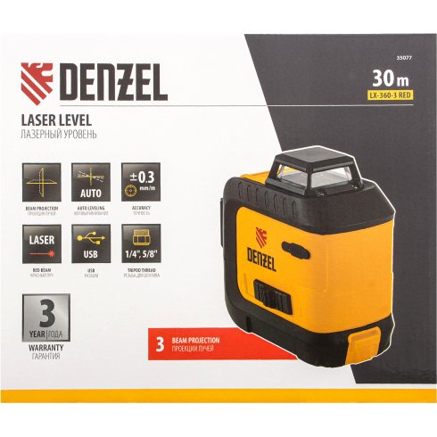 Уровень лазерный Denzel LX 360-3 Red