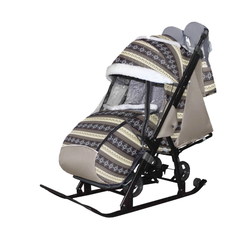 Санки-коляска GalaXy Kids 1-1 Plus (скандинавия коричневая)