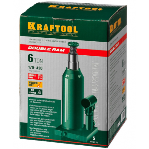 Домкрат бутылочный Kraftool Double Ram 43463-6