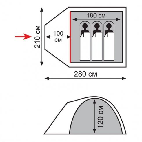 Палатка кемпинговая Totem Indi 3 (V2)