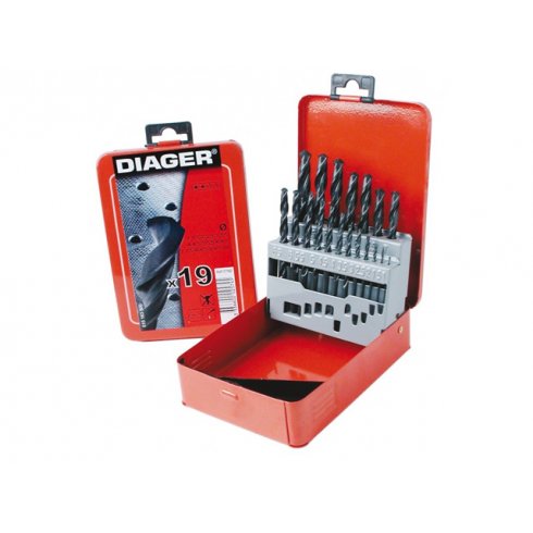 Набор сверл по металлу Diager 1-10мм 19шт HSS Standard (775D)