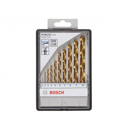 Набор сверл по металлу Bosch Robust Line HSS-TIN 10шт 1-10мм (2607010536)