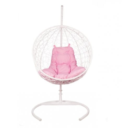 Кресло подвесное BiGarden Kokos White (розовая подушка)