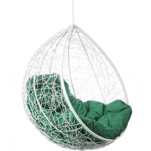 Кресло подвесное BiGarden Tropica White BS (без стойки,зеленая подушка)