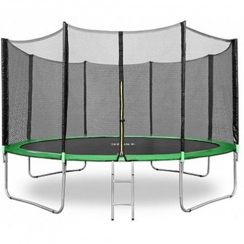 Батут Happy Jump 14ft PRO с внешней сеткой и лестницей