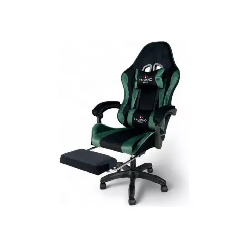 Массажное кресло Calviano 1583 (черно-зелёный велюр)