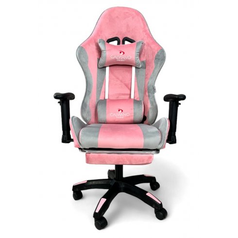 Вибромассажное кресло Calviano 1585 (серо-розовый велюр)