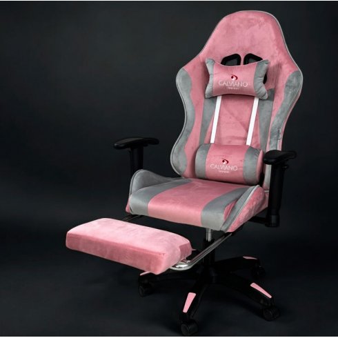 Вибромассажное кресло Calviano 1585 (серо-розовый велюр)