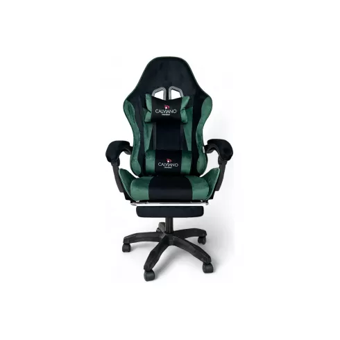Массажное кресло Calviano 1583 (черно-зелёный велюр)