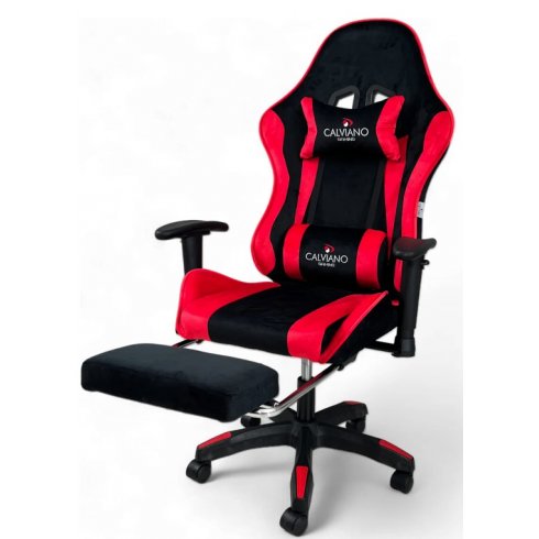 Вибромассажное кресло Calviano 1585 (черно-красный велюр)