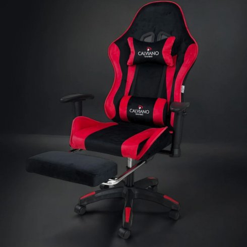 Вибромассажное кресло Calviano 1585 (черно-красный велюр)