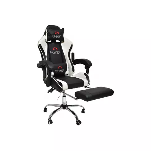 Массажное кресло Calviano Avanti Ultimato (black/white/black) с подножкой