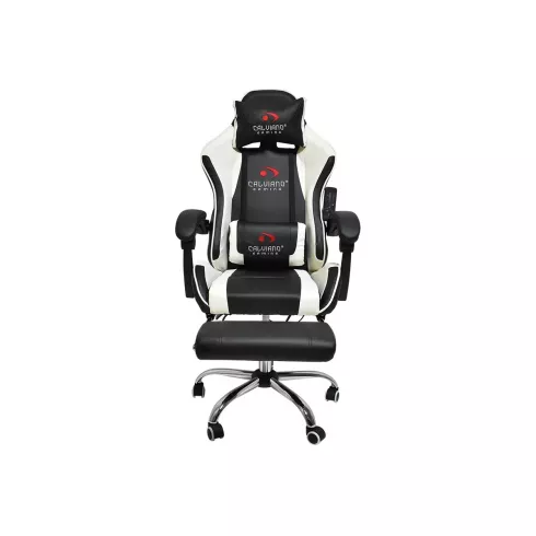 Массажное кресло Calviano Avanti Ultimato (black/white/black) с подножкой