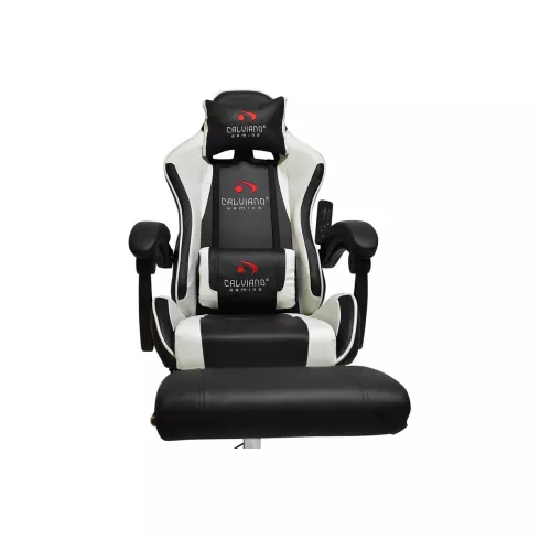 Массажное кресло Calviano Avanti Ultimato (black/white/black) с подножкой