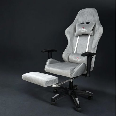 Вибромассажное кресло Calviano 1585 (серый велюр)