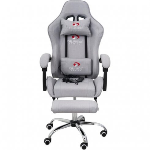 Массажное кресло Calviano Avanti Ultimato с подножкой (grey fabric)
