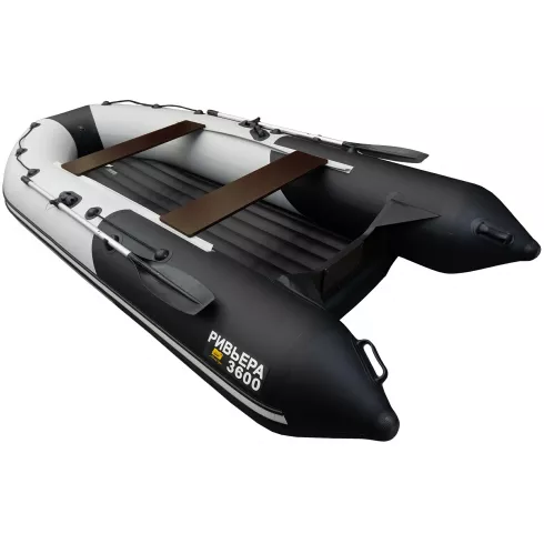 Надувная лодк Ривьера Компакт 3600 НДНД комби светло-серый/черный