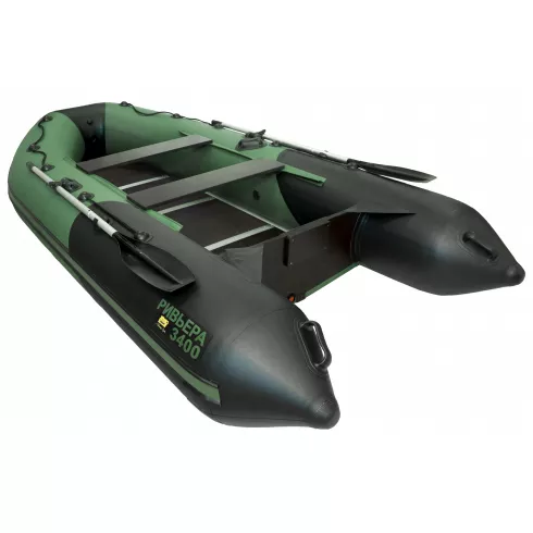 Надувная лодка Ривьера Компакт 3400 СК комби зелено-черный