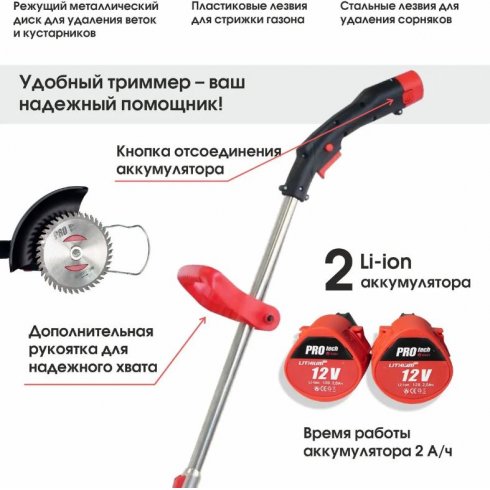 Триммер аккумуляторный Edon PROtech 12–2000GT (21340)