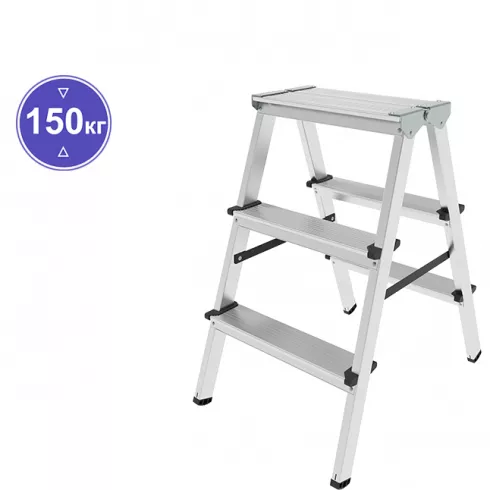 Стремянка алюминиевая двухсторонняя Новая высота 3 ступеней 1120203