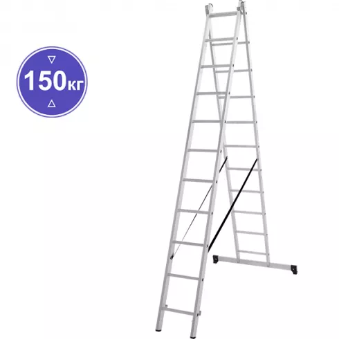 Лестница алюминиевая двухсекционная Новая высота 11 ступеней 1220211