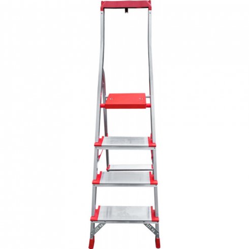 Стремянка алюминиевая с лотком-органайзером индустриальная Новая высота 4 ступеней 5150104