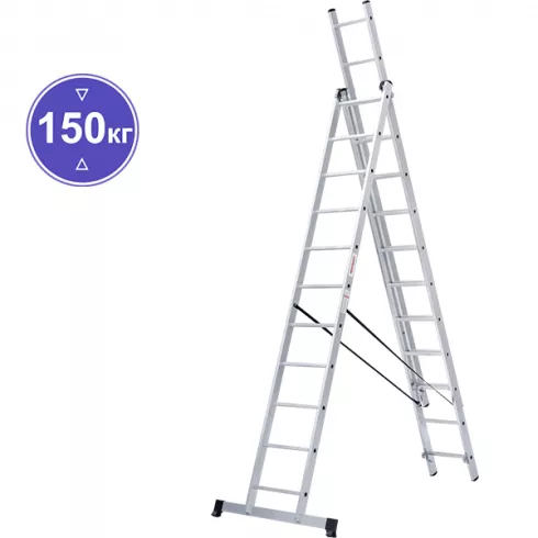 Лестница алюминиевая трехсекционная Новая высота 11 ступеней 1230311