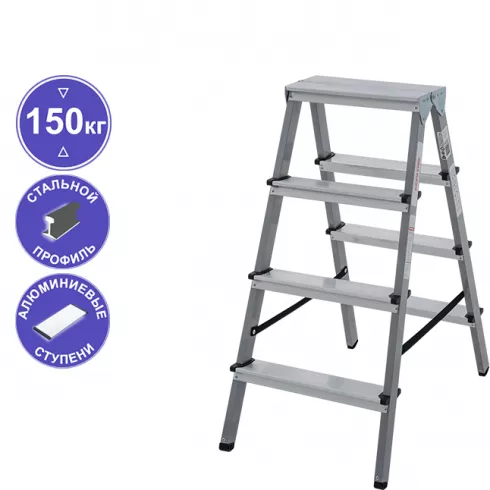 Стремянка двухсторонняя комбинированная Новая Высота 4 ступеней 1140204