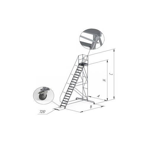 Стремянка передвижная алюминиевая Памир СПА-1.2М
