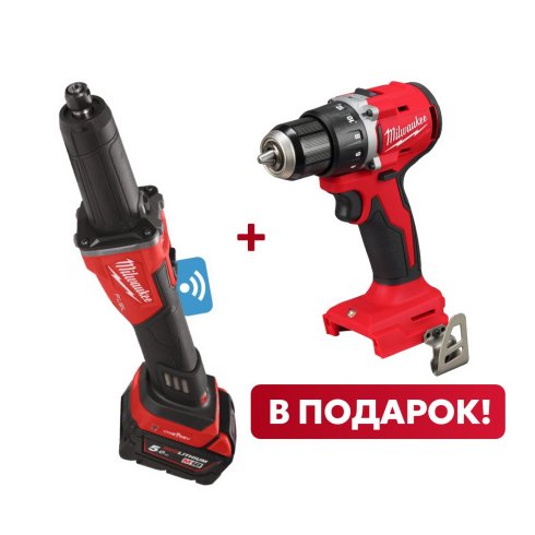 Аккумуляторная прямошлифмашина Milwaukee M18 FDGROVB-502X + M18 BLDDRC-0X